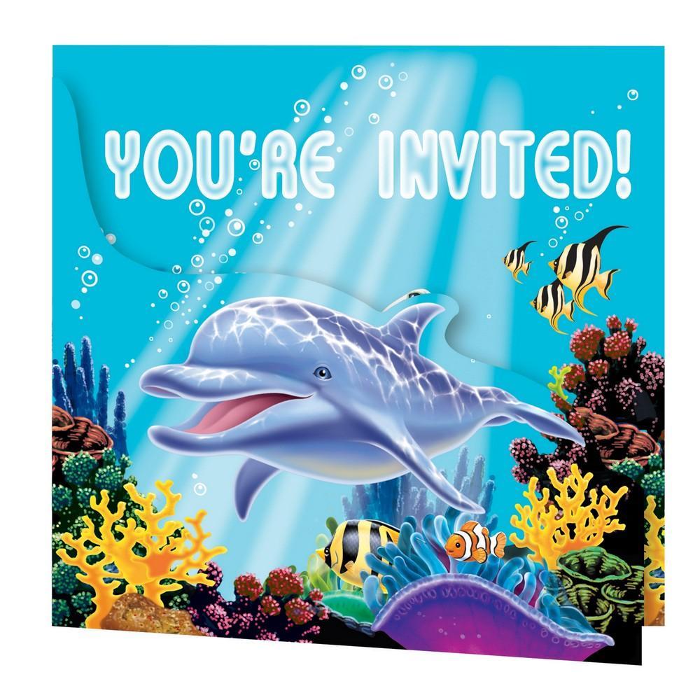 Creative Converting Enhanced Ocean Invitations (Pack of 8) (Multicoloured) (One Size)