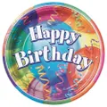 Brilliant Round Happy Birthday Disposable Plates (Pack of 8) (Multicoloured) (One Size)
