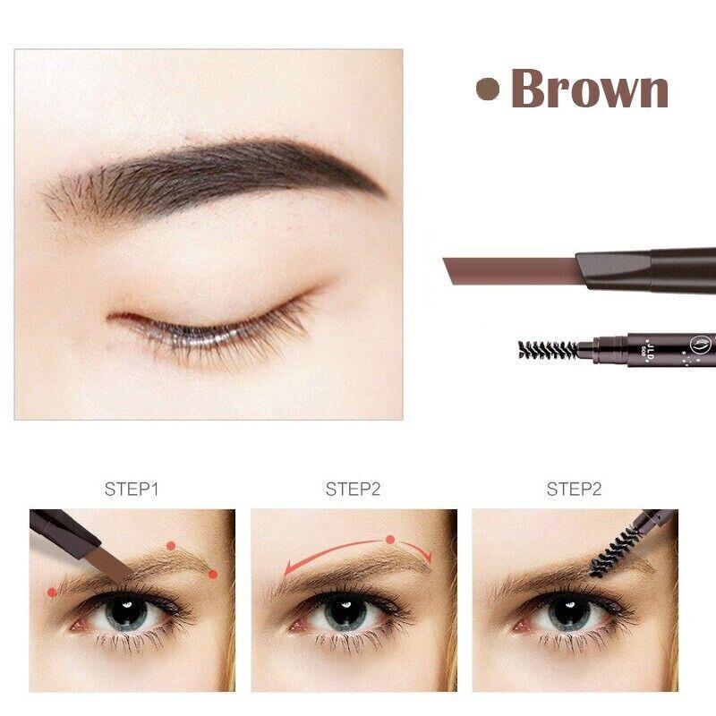 Waterproof Eyebrow Pencil Eye Brow Eyeliner Pen With Brush Makeup Cosmetic Brown