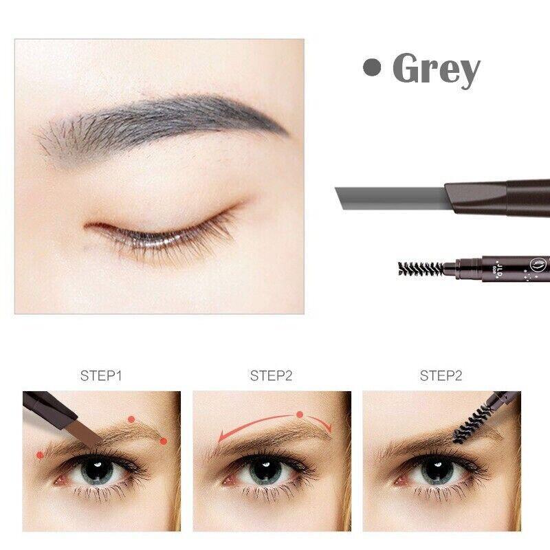 Waterproof Eyebrow Pencil Eye Brow Eyeliner Pen With Brush Makeup Cosmetic Grey