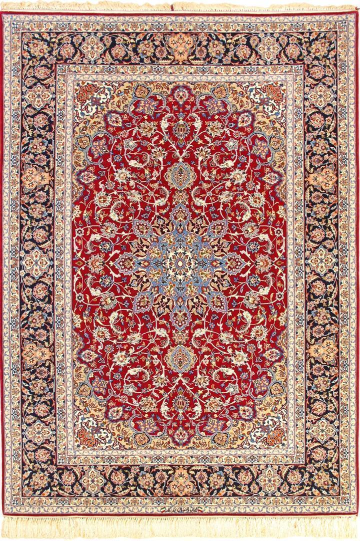 Isfahan Medallion Hand Knotted Wool & Silk Rug - 230x155 cm by Cyrus Rugs