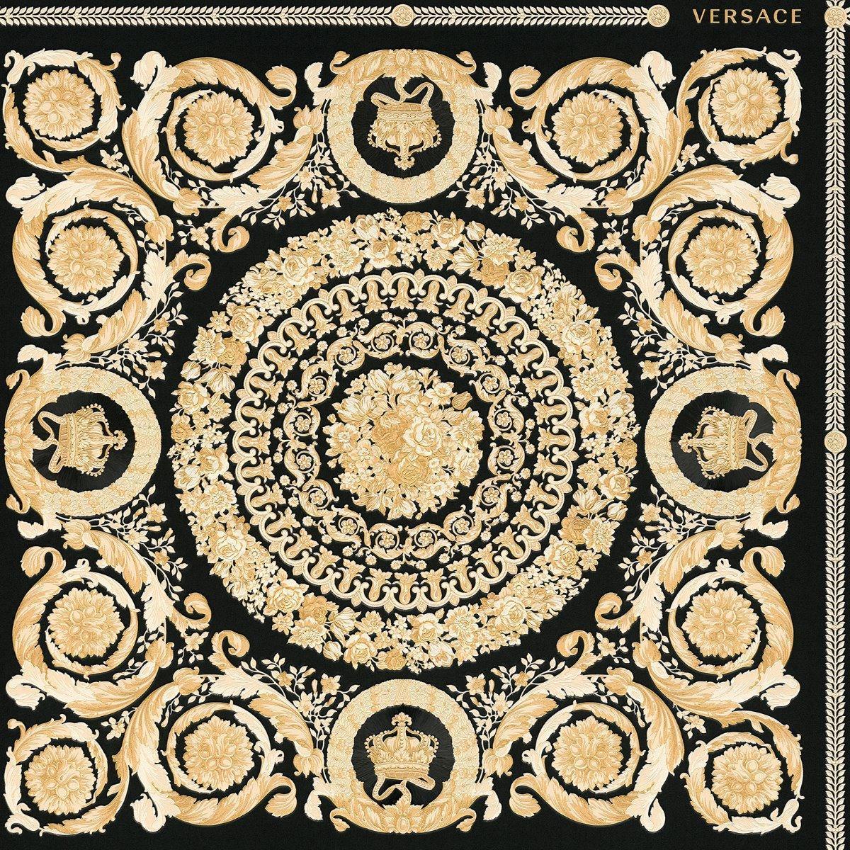 Versace Heritage Tile Textured Wallpaper (Black/Gold) (10m x 70cm)