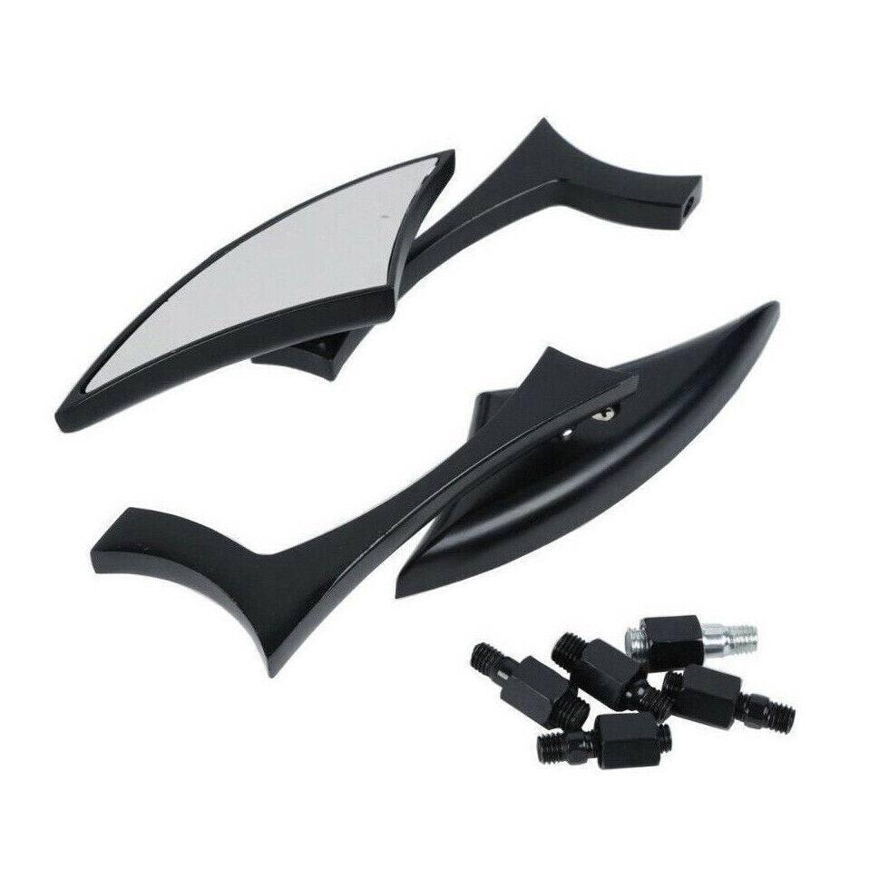 Motorcycle Black Spear Rear View Mirrors Universal Fit 8mm 10mm