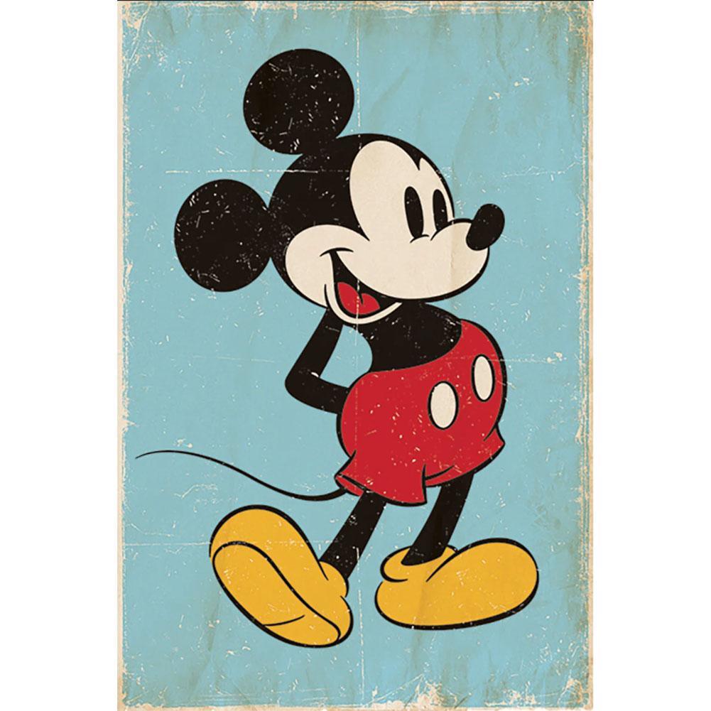Disney Retro Mickey Mouse Poster (Pale Blue/Black) (One Size)