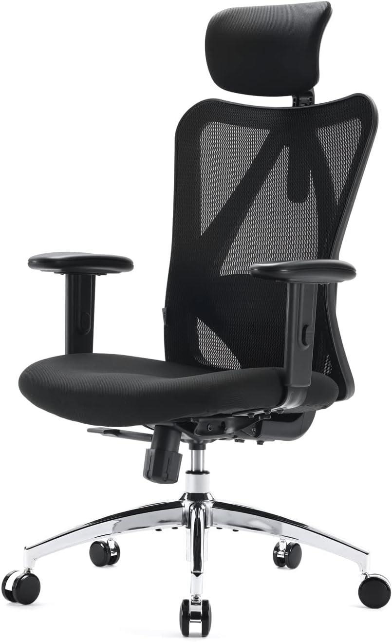 Ergonomic Office Chair Big & Tall, Adjustable Headrest, Lumbar Support, PU Wheels