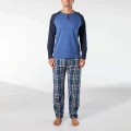 Mitch Dowd - Men's Ricky Cotton Flannel Long Pyjama Set - Blue