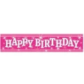 Pioneer Europe Foil Sparkle Happy Birthday Banner (Pink) (One Size)