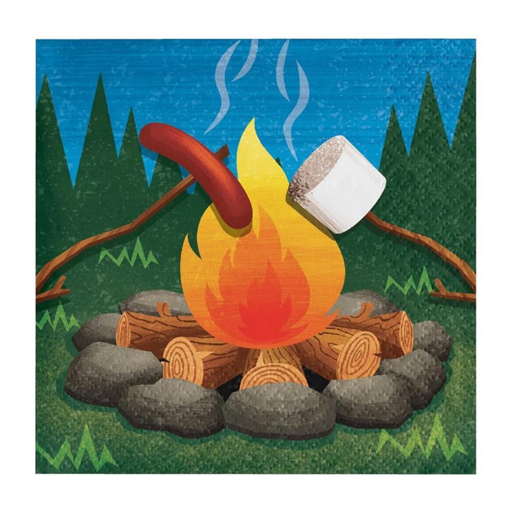 Creative Party Camp Out Paper Disposable Napkins (Pack of 16) (Multicoloured) (One Size)