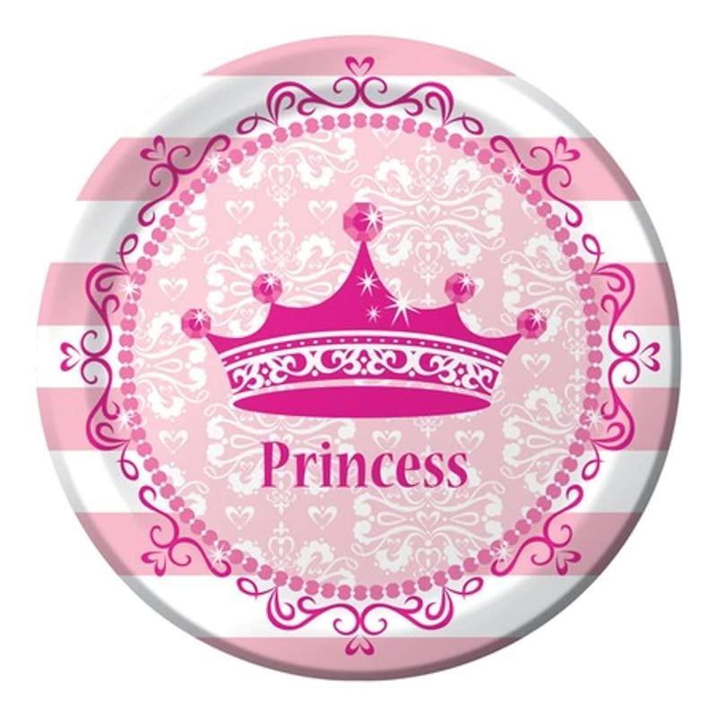 Creative Party Princess Royalty Dinner Plate (Pack of 8) (Pink/White) (One Size)