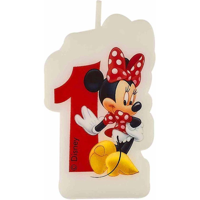 Disney Cafe Minnie Mouse 1st Birthday Candle (Red/White) (One Size)