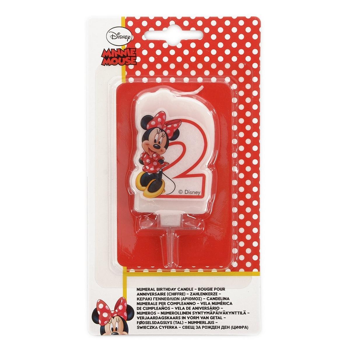 Disney Number 2 Minnie Mouse Candle (White/Red) (One Size)