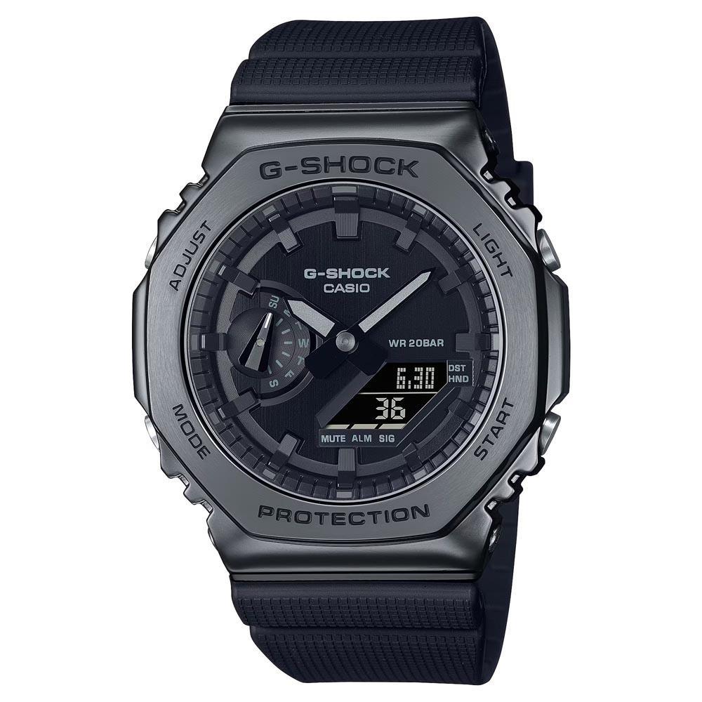 Casio G-Shock GM-2100 GM-2100BB-1A CasiOak Octagon Metal Case Analog Digital Men Watch (All Black) (2-Years Replacement Warranty) GM2100BB-1A