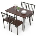 Giantex 5PCS Dining Table Set Dining Room Table & 4 Chairs w/Metal Frame Kitchen Table Set Home Restaurant Walnut