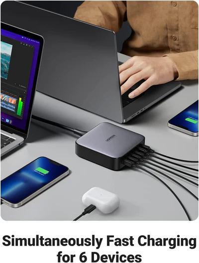 6 Port Desktop FAST Charging Station 200W GaN USB C iPad iPhone MacBook Samsung