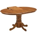 【Sale】Linaria Extendable Dining Table 150cm Pedestral Stand Solid Rubber Wood - Walnut