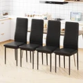 Advwin Dining Chairs Set of 4 Kitchen Chair Reading Seating PVC Black
