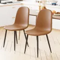 Advwin PU Dining Chairs Set of 2 Kitchen Chair with Metal Legs Orange