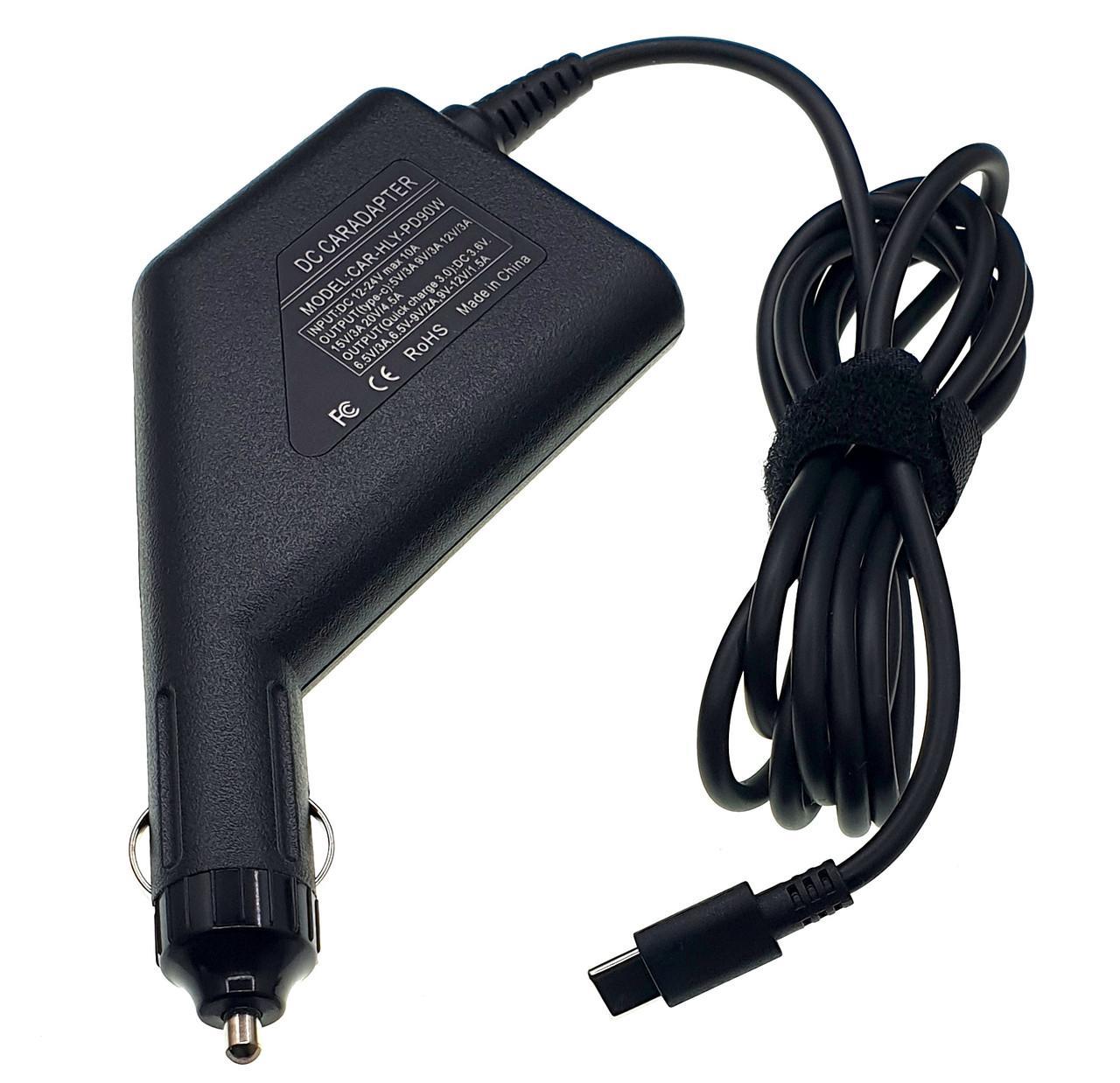 90W USB Type-C Laptop Car Charger DC Power Supply Adapter Fit For Lenovo Laptop