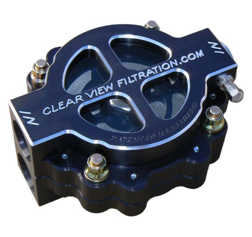 4" Hi-Flow See Through Oil Filter Black Anodised -12AN 60 Micron Element