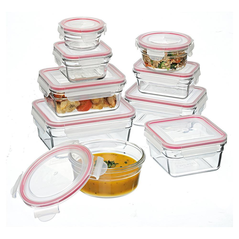 9pc Glasslock Oven Safe Tempered Glass Bakeware Food Storage Container Set