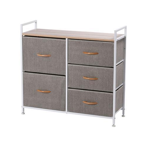 5-Drawer Luna Fabric Home Storage Dresser (Cream)
