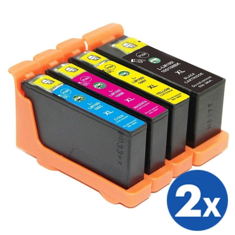 8 Pack Lexmark No.100XL Generic Ink Cartridges [2BK,2C,2M,2Y]