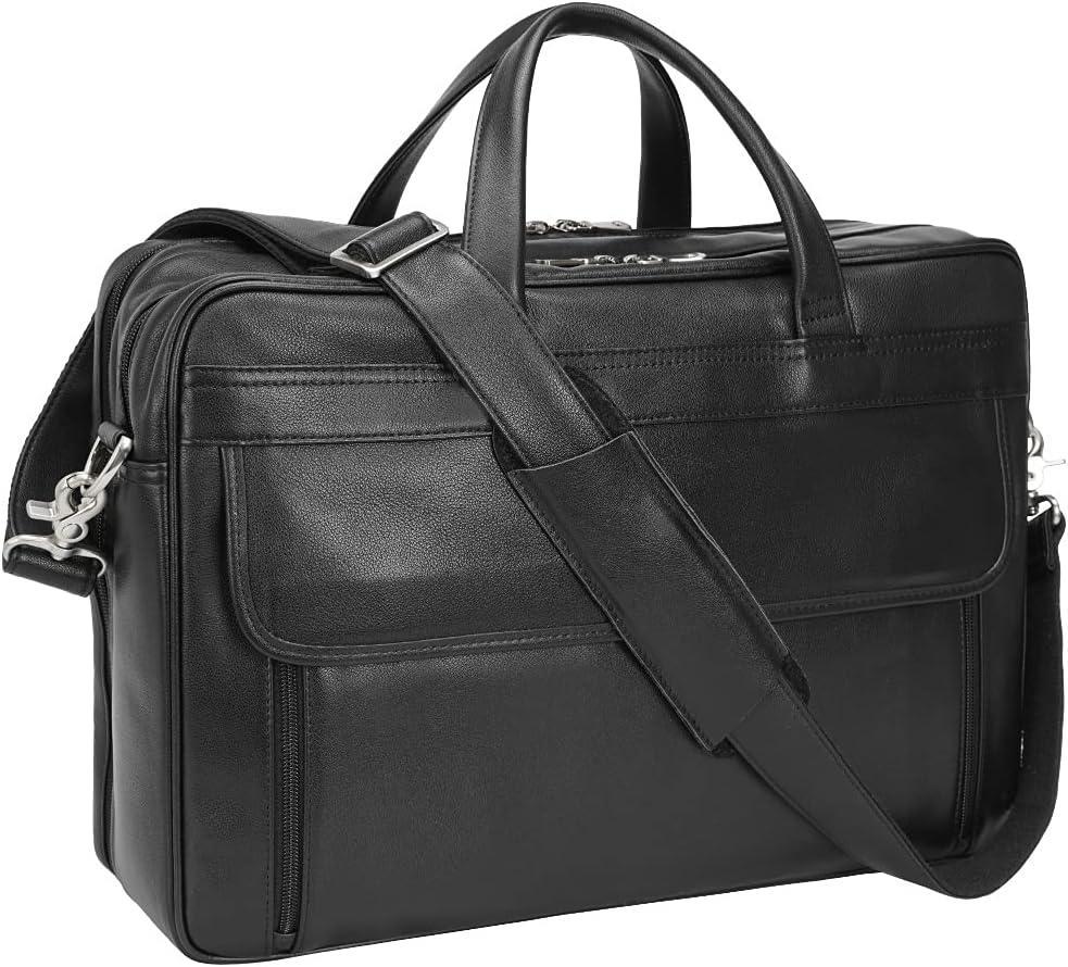 Leather Briefcase Men 17" Laptop Messenger Bag Business Travel