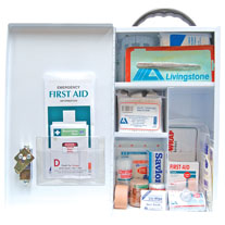 Liv First Aid Kit, Class B, Complete Set In Wall Mountable Metal Case, for 11-99 people, Meets Workplace Health & Safety Regulation