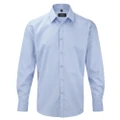 Russell Collection Mens Herringbone Long-Sleeved Shirt (Light Blue) (15in)