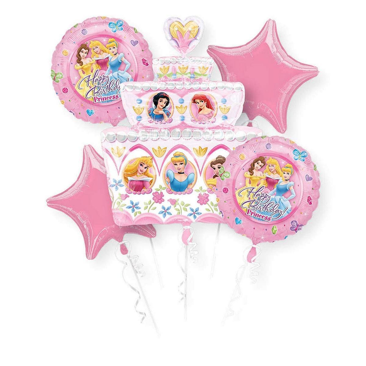 Disney Princess Birthday Cake Balloon Bouquet (Pink/White) (One Size)