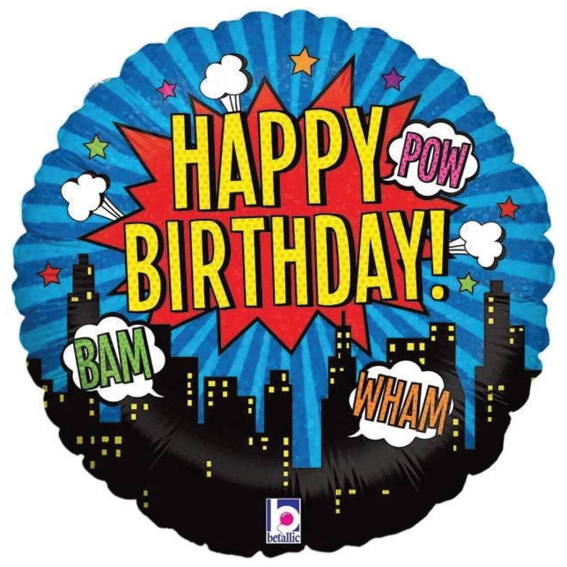 Oaktree Betallic Superhero Happy Birthday Foil Balloon (Multicoloured) (One Size)