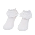 Girls Kids Lace Ruffle Ankle Short Socks Frilly Toddler Princess Socks 0-9 Yrad L Size