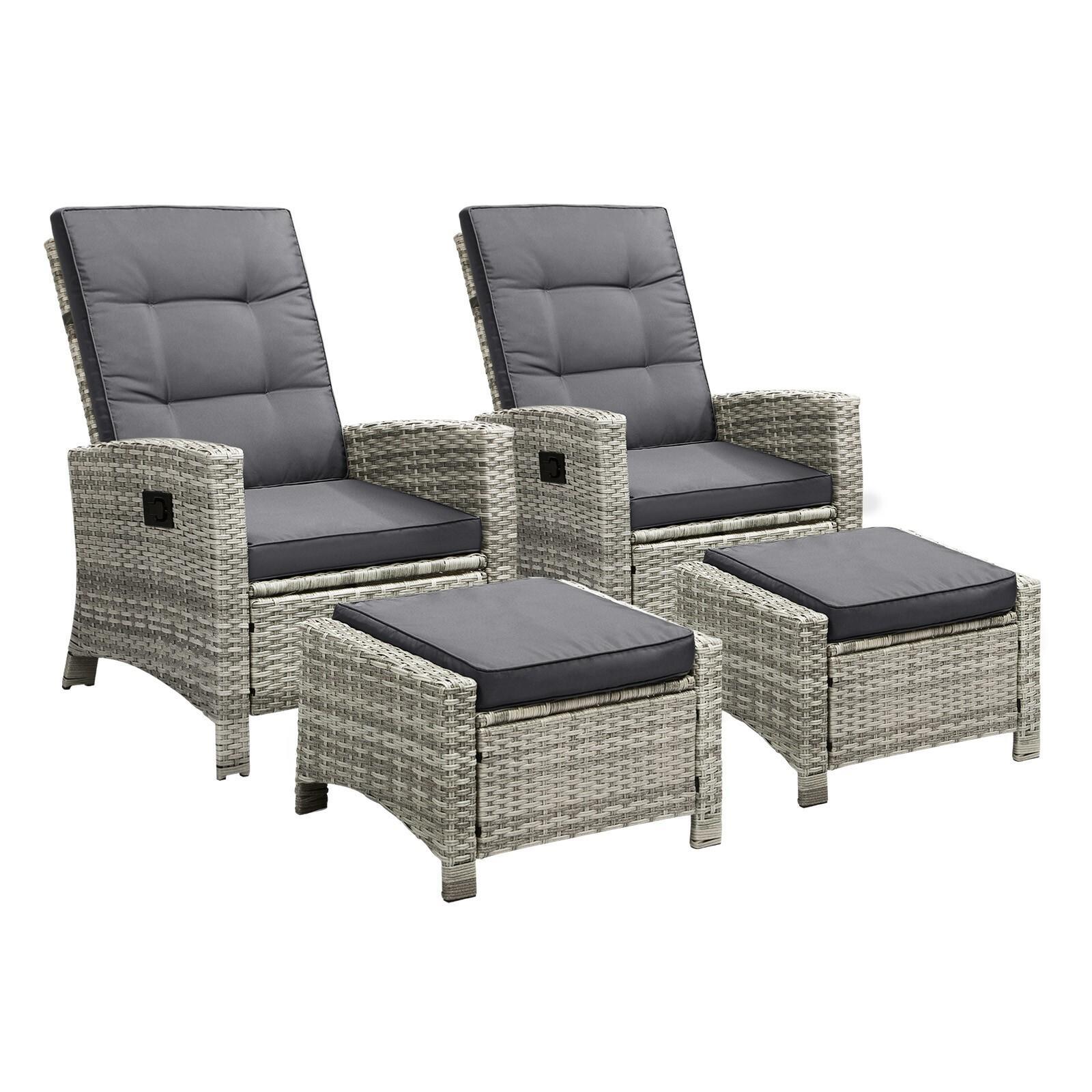 Livsip Recliner Chair Outdoor Chairs 2 Pieces(Grey)