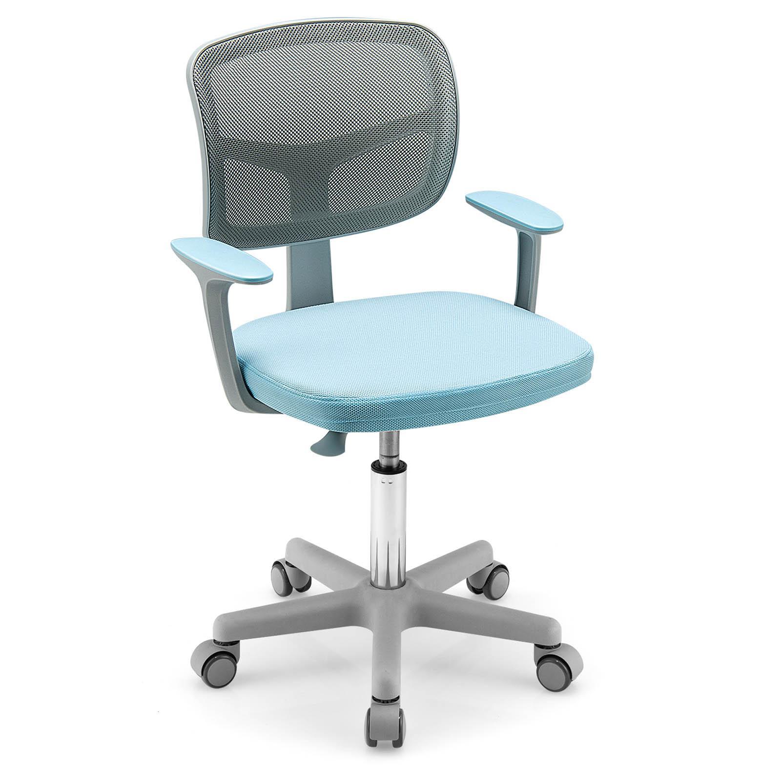 Giantex Kids Desk Study Chair Children Computer Chair w/Adjustable Height & Wheels Swivel Mesh Chair Blue