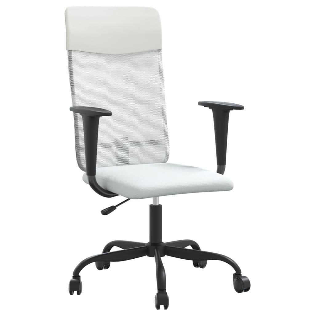 Office Chair Height Adjustable White Mesh Fabric and Faux Leather vidaXL