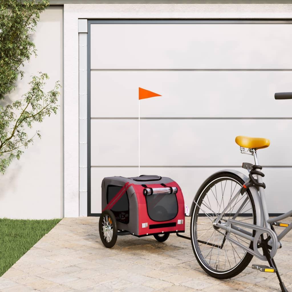 Pet Bike Trailer Red and Grey Oxford Fabric and Iron vidaXL