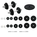 Dumbbell with Plates Set 40 kg Cast Iron and Chrome Plated Steel vidaXL