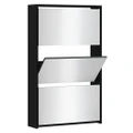 Shoe Cabinet with Mirror 3-Layer Black 63x17x102.5 cm vidaXL