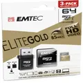 Emtec MicroSD Card SDXC UHS-I Memory Card 64GB Class 10 With SD & USB Adapter