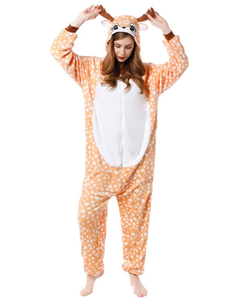 Adult Unisex Deer Onesie Kigirumi Animal Pajamas Halloween Costume Jumpsuit