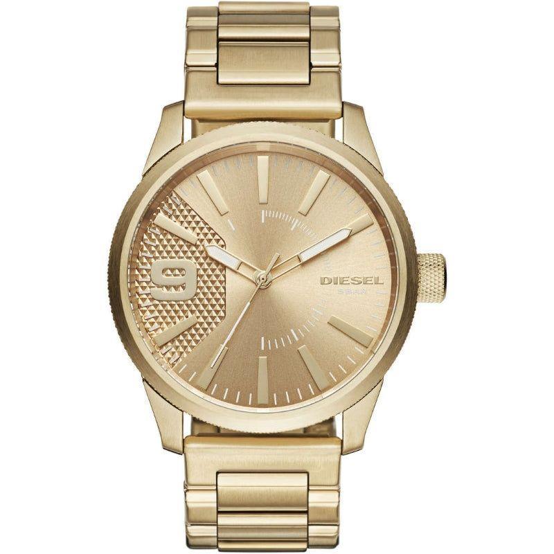 Luxury Gold Stainless Steel Quartz Wristwatch for Men - DIESEL Mod. RASP 5 ATM Gent's Watch