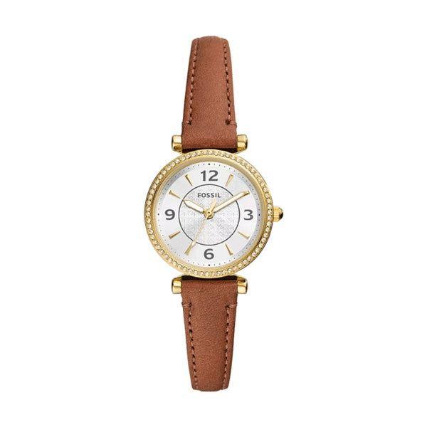 Introducing the SS IP Gold and Leather Ladies' Quartz Wristwatch Mod. CARLIE 28mm, a Timepiece of Elegance and Precision