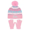 Barbie Girls Knitted Hat And Gloves Set (Pack of 2) (Pink/White/Blue) (4-8 Years)