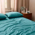 Dickies King Bed 1700TC Cotton Rich Fitted/Flat Sheet Bedding Set Mineral Blue