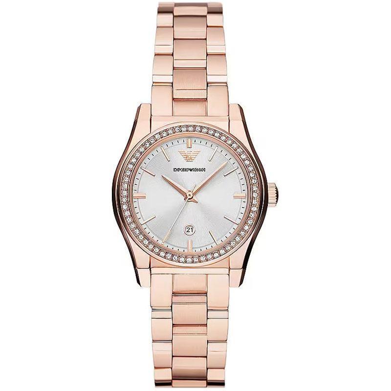 Emporio Armani Women's SS IP Rose Gold Quartz Wristwatch Mod. Federica 32mm Mother of Pearl Dial