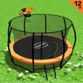 Outdoor Trampoline for Kids and Children - 12ft | Safety Enclosure, Pad, Mat, Ladder, Basketball Hoop Set - Orange
