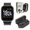 Prime Deal ! DGTEC 1.4" IPS Smart Fitness Watch with Wireless Earbuds Bundle Black