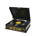 mbeat Vintage USB Turntable with Bluetooth Speaker and AM FM Radio - Vinyl Turntable Record Player USB AUX-in Vinyl 33 45 78 - Black