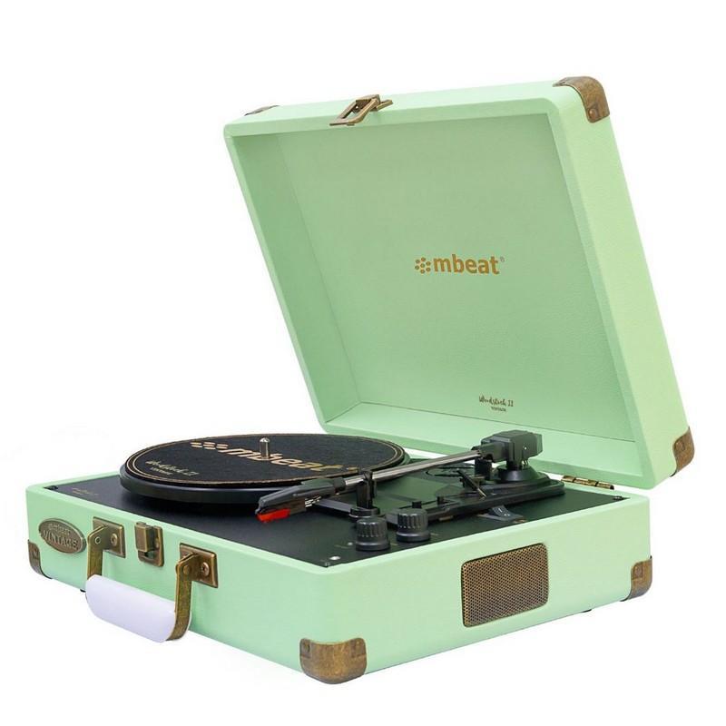 mbeat MB-TR96TGN Woodstock 2 Tiffany Green Retro Turntable Player, Bluetooth RX/TX