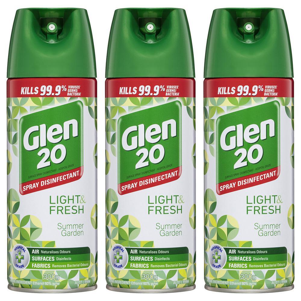 3PK Glen 20 Disinfectant Spray 300g Kills 99.9% of Germs Summer Garden